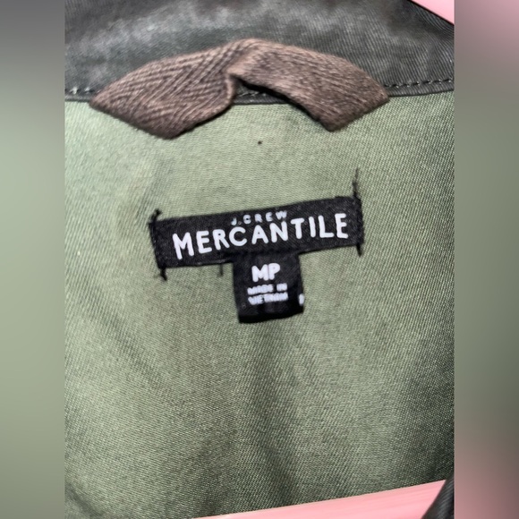 J Crew Olive Green Women's resin coated twill field Jacket size petite Medium - Picture 3 of 3